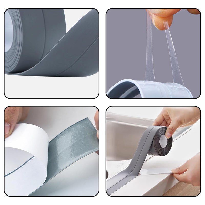 Begino Waterproof Caulk Tape Sealant Strip, 1.5" W x 10.5'L PVC Sealing Tapes for Kitchen Bathroom Bathtub Countertop Toilet Sink (Black) - Image 5